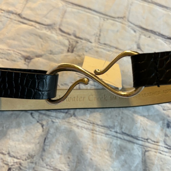 COLDWATER CREEK BLACK CROC’S SLIM HIPSLUNG WOMENS BELT SIZE S/M MISSES - Picture 5 of 7